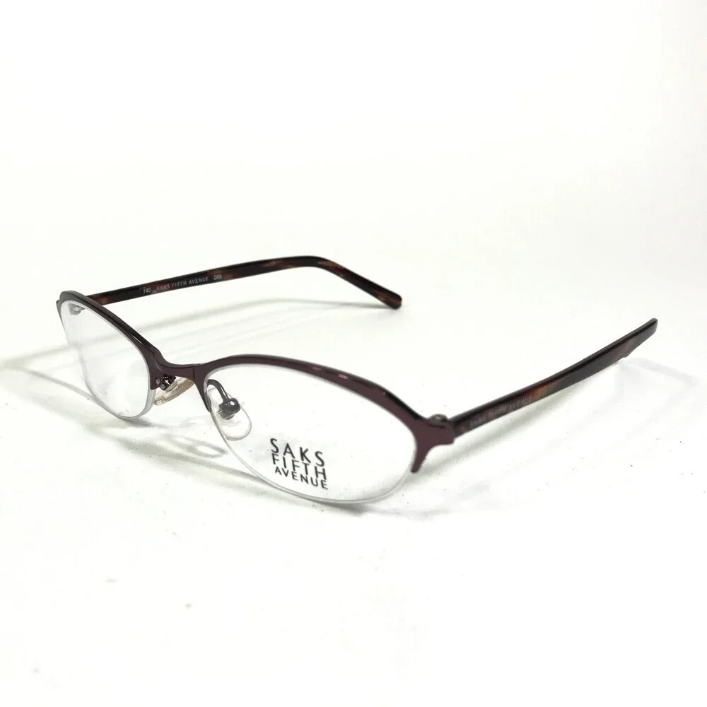 Saks Fifth Avenue Eyeglasses Frames S5A167 DE9 Brown Red Cat Eye 48-18-140